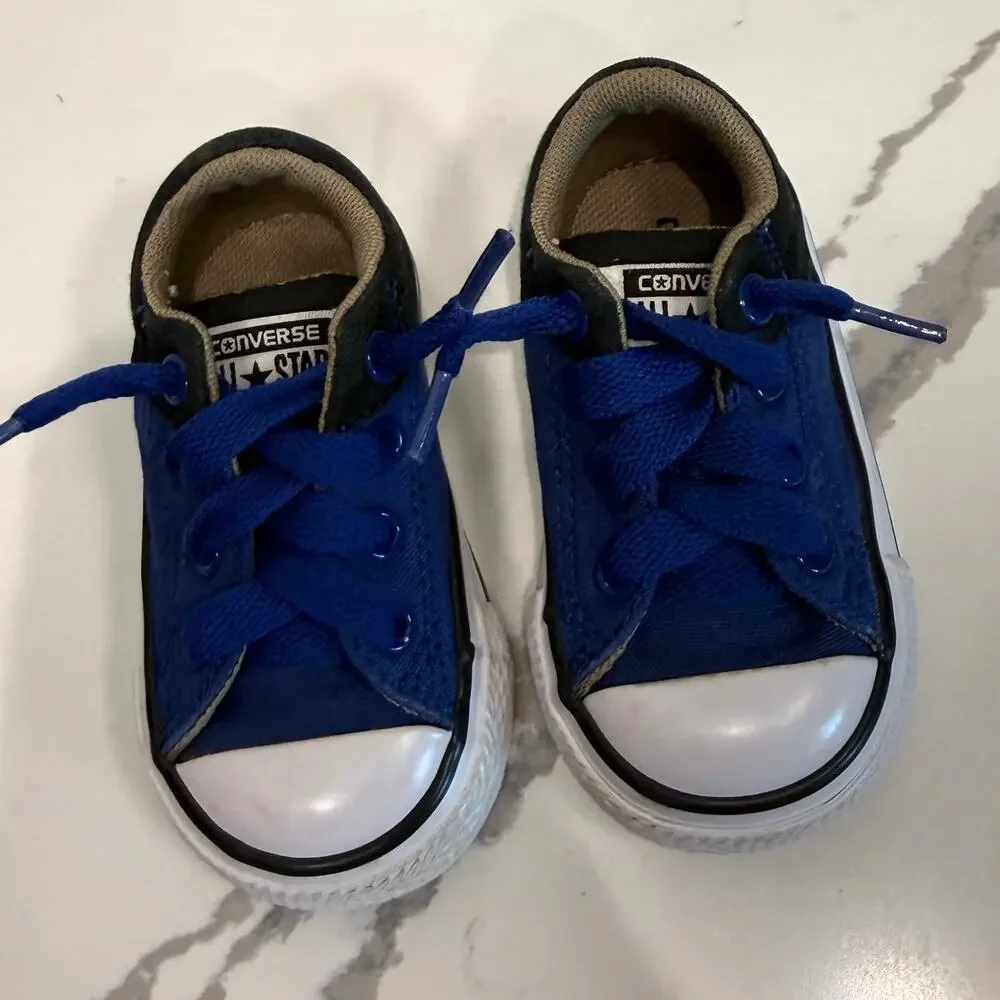 Baby Converse All Star Size 3‎ Blue Black Low Top Sneakers Tennis Shoes